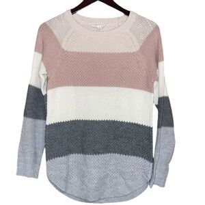 •CLOUD CHASER•COLORBLOCK STRIPE RIBBED CREWNECK KNIT SWEATER SIZE MEDIUM